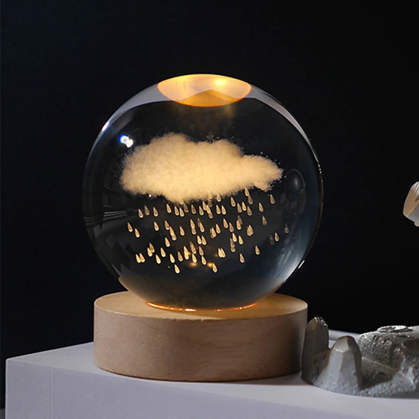 Kristallkugel Nachttischlampe - Leuchtender Planet, Galaxie, Mond, Astronaut Tischlampe für Kinder Geschenke
