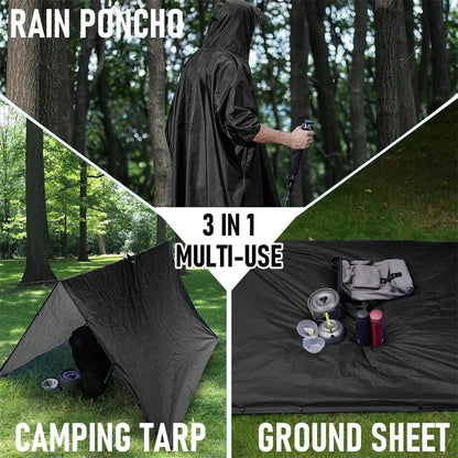 Sandsberg | 3 in 1 Outdoor Militär Regenmantel - Mit Kapuze wasserdichter Regenponcho mit Ärmeln, Motorrad Regenabdeckung, ideal zum Campen, Wandern und Reisen