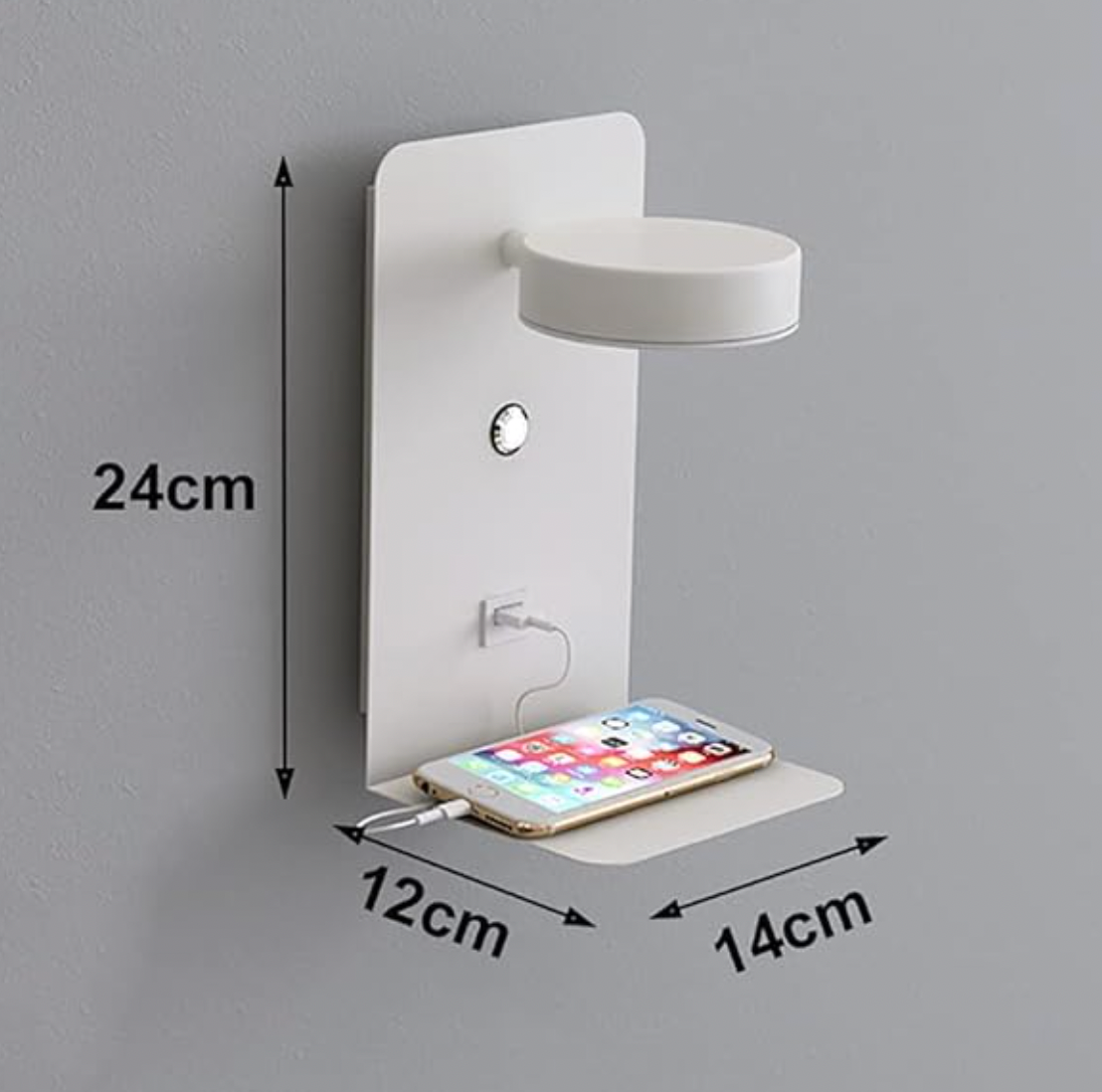 Sandsberg | LED Wandleuchte multifunktional dimmbar mit USB-Ladegerät für das Schlafzimmer