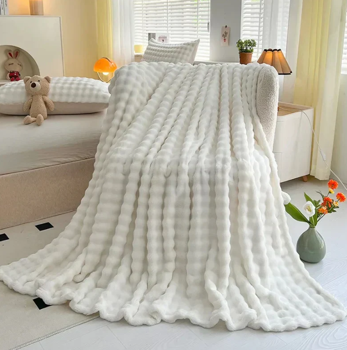 Sandsberg | Luxuriöse Fleece-Decke Mit Blasenstruktur