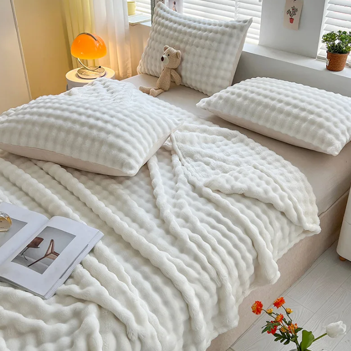 Sandsberg | Luxuriöse Fleece-Decke Mit Blasenstruktur