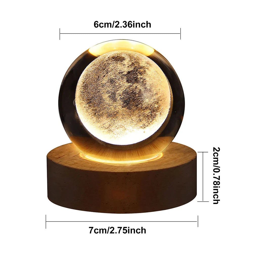 Kristallkugel Nachttischlampe - Leuchtender Planet, Galaxie, Mond, Astronaut Tischlampe für Kinder Geschenke