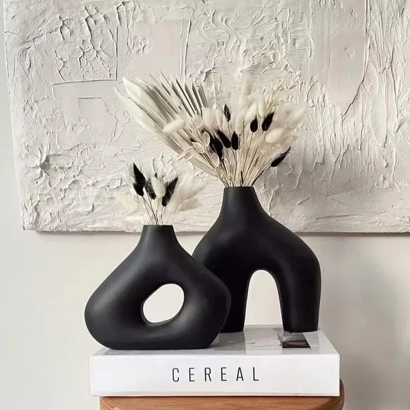 Stylish black and white ceramic vase