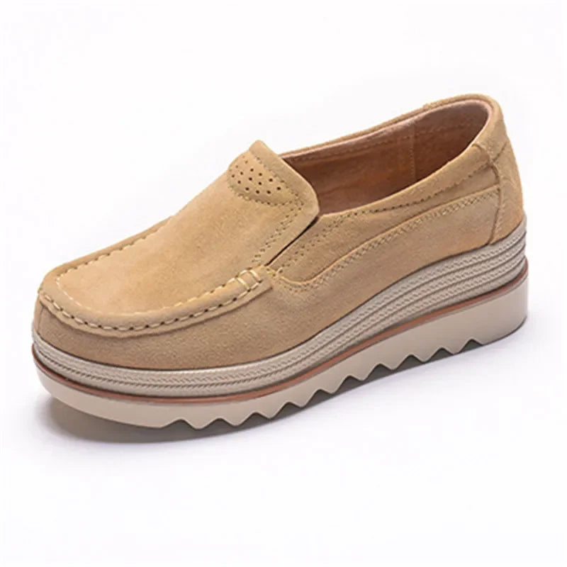 Frühling Frauen Flache Schuhe Plattform Sneaker Slip-On Flats Leder Wildleder Damen Slipper Freizeit Slipper