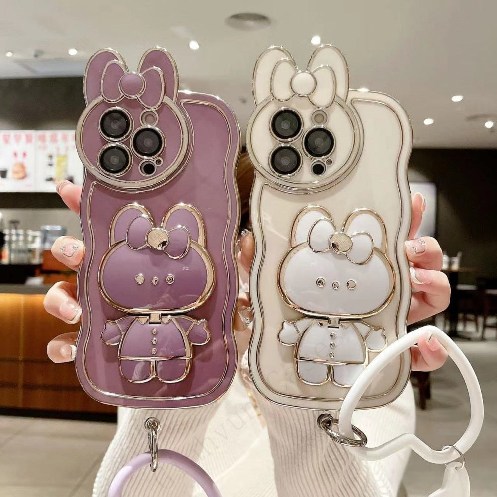 3D Bunny Korean Style Spiegel iPhone Hülle