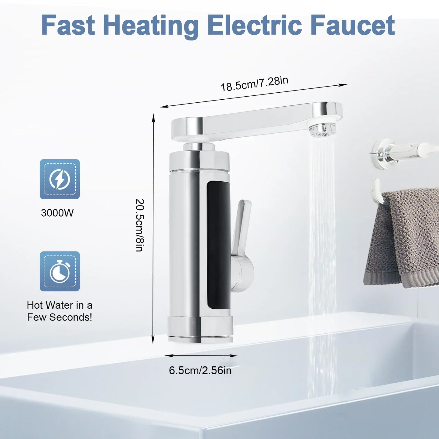 Sandsberg | ThermoFlow 3000W Instant Heating Kitchen Tap with 360° Rotating Spout – Edelstahl & Energieeffizient