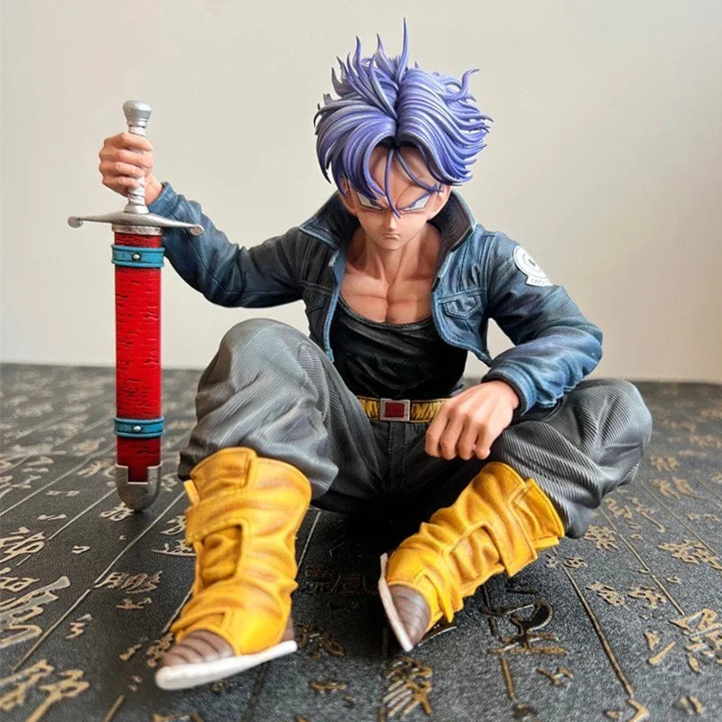 GK Dragon Ball Trunks Actionfigur Statue 16 cm PVC Dekoobjekte Anime Super Saiyan im Sitzen Torankusu Figur Modellspielzeug