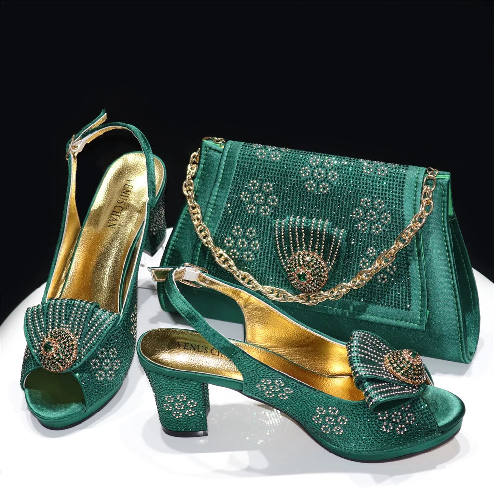 MEOD Italienisches Schuh- und Taschen-Set Neue 2024 Damenschuhe und Taschen-Set In Italien silberne italienische Schuhe mit passender Tasche !P769