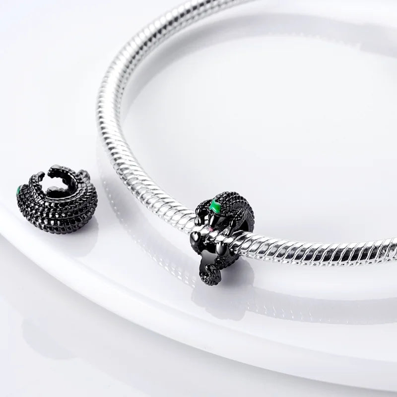 925 Silber Goldener Leopard Charms Perlen Bunte Chamäleon Nashorn Löwe Skarabäus Katze Anhänger Passend für Original Pandora Armband Schmuck