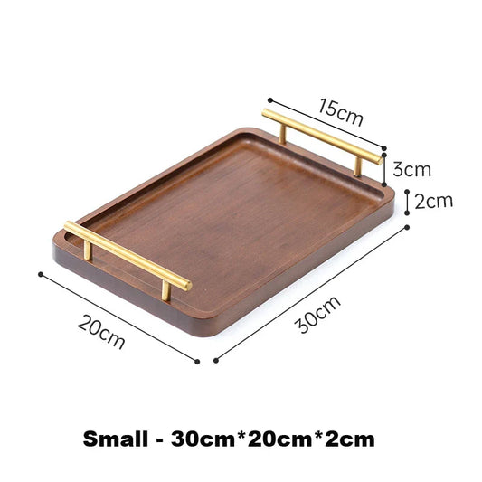 Bambus Serviertablett mit Messinggoldgriffen, dekorative Servierplatten Bambus Frühstückstablett zum Essen, Arbeiten, Lagern