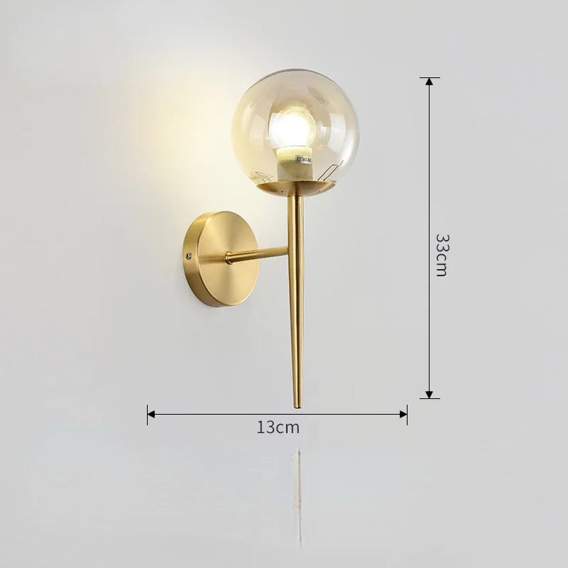 Moderne LED Gold Glaskugel Wandleuchte für Innenbeleuchtung Dekoration