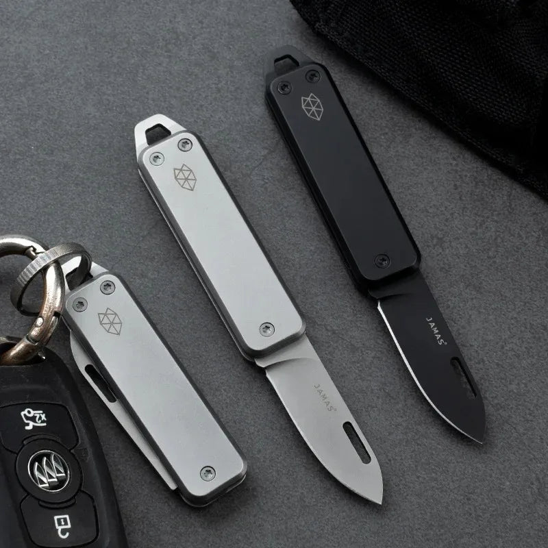 Faltbares Edelstahl Mini-Messer - Scharfes, Multifunktionales Schlüsselanhänger Obstmesser mit Dosenöffner, Tragbar für den Einsatz im Freien und zu Hause