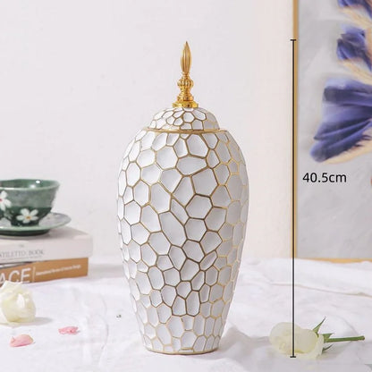 Sandsberg | GoldenPattern | Keramikvase mit luxuriösen goldenen Akzenten – Modernes dekoratives Wohnaccessoire