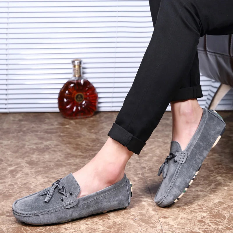 Quasten Loafer Herren Wildleder Luxus Schuhe Freizeit Slip-On Mokassin Fahren