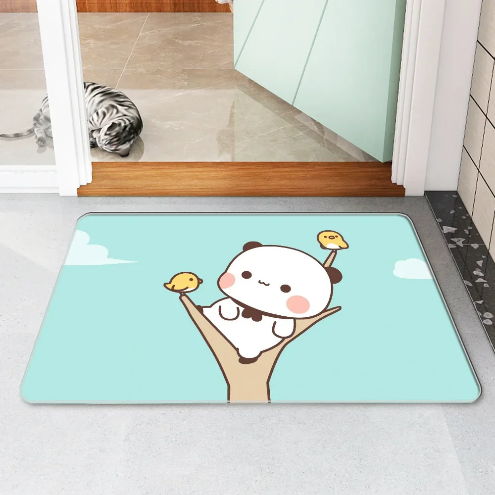 Bubududu Bär Teppich Anti-Rutsch-Fußmatte Willkommen Zuhause Eingangsmatten Wohnzimmer Teppiche Kawaii Teppich Fußmatten Küche Dekoration Fuß