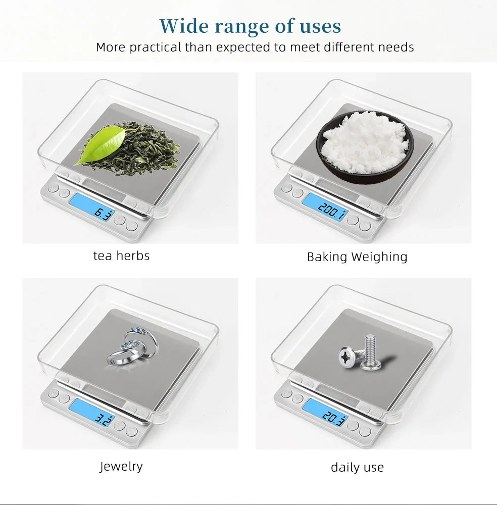 Digitale Küchenwaage Präzisionswaagen - 3Kg/500G Kapazität, 0.01g Genauigkeit, Schmuckwiegen für Lebensmitteldiät, LCD elektronische Wage