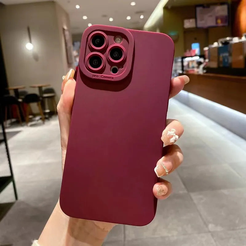 Matte Silikonhülle mit Kameralinse Schutz für iPhone 15 14 13