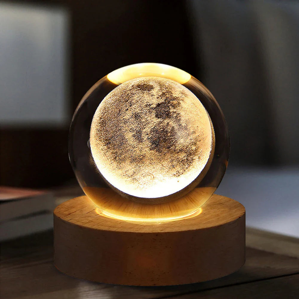Kristallkugel Nachttischlampe - Leuchtender Planet, Galaxie, Mond, Astronaut Tischlampe für Kinder Geschenke