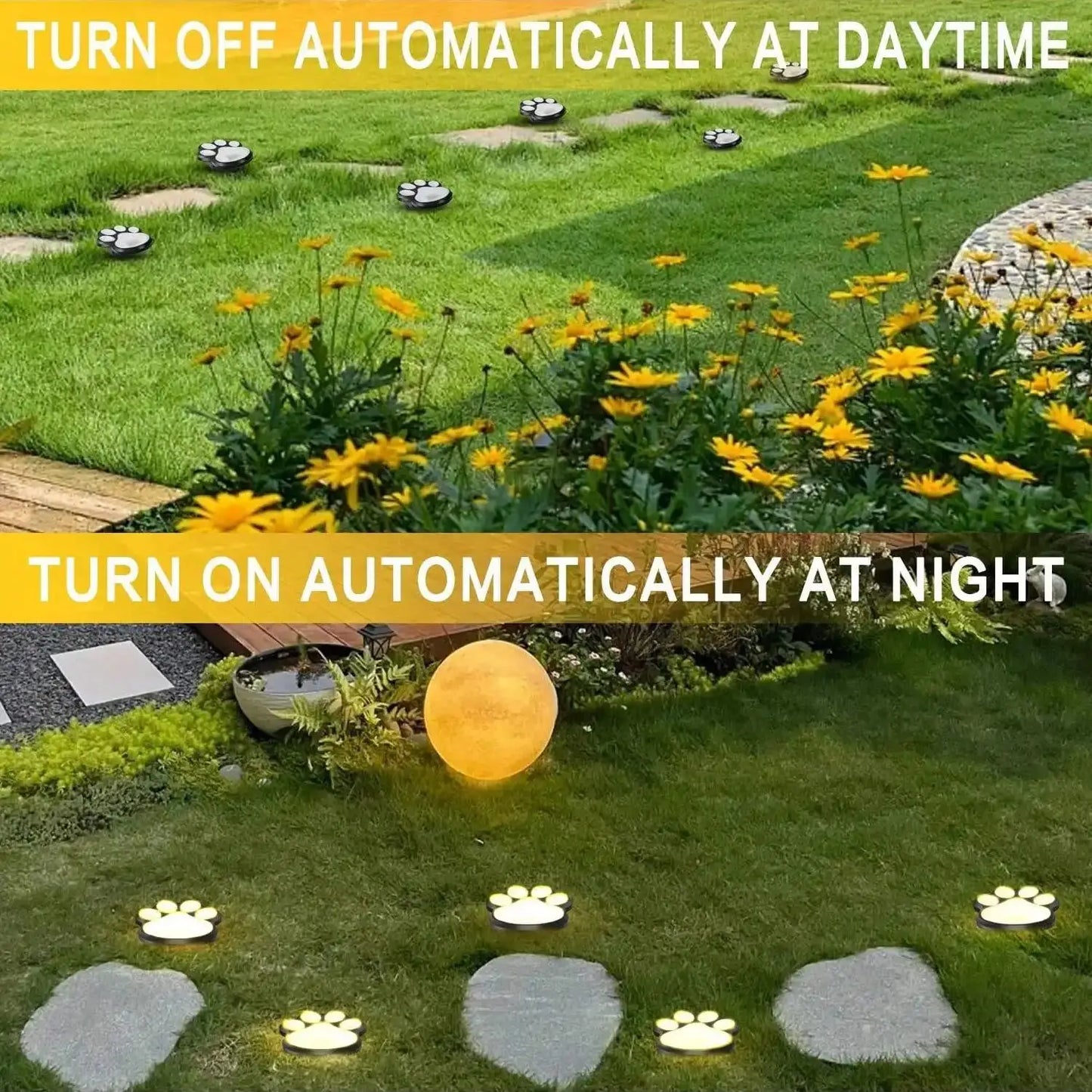 Sandsberg | Solarlampe im Pfotenabdruck Design – LED Gartenbeleuchtung in Multicolor für Außenbereich