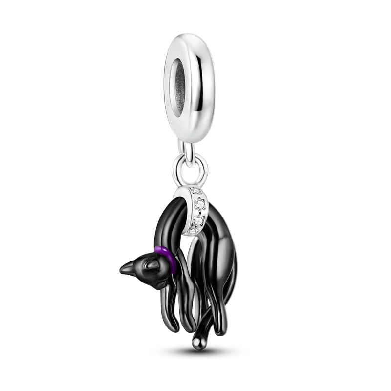 925 Silber Goldener Leopard Charms Perlen Bunte Chamäleon Nashorn Löwe Skarabäus Katze Anhänger Passend für Original Pandora Armband Schmuck