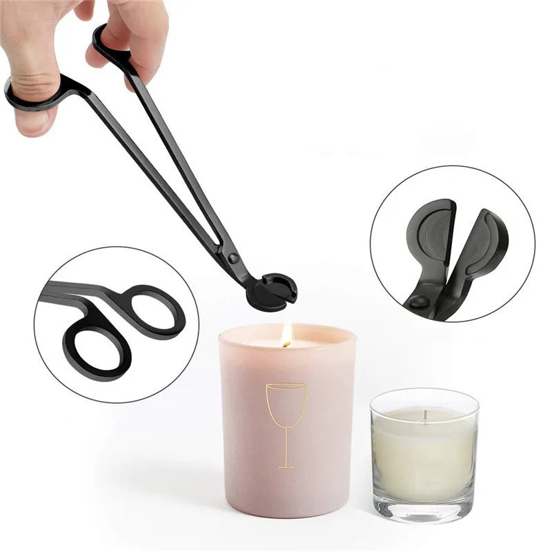 3-teiliges Kerzenpflege-Set - Edelstahl Docht-Schneider, Schere, Auslöscher-Haken, tragbare Kerzenzubehör für den Hausgebrauch