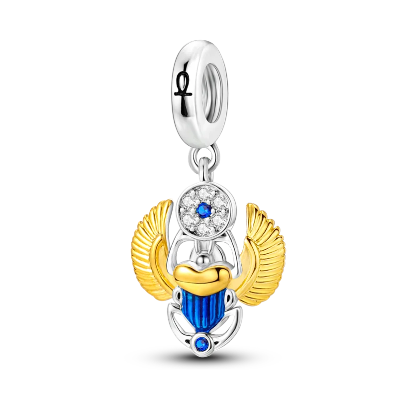 925 Silber Goldener Leopard Charms Perlen Bunte Chamäleon Nashorn Löwe Skarabäus Katze Anhänger Passend für Original Pandora Armband Schmuck