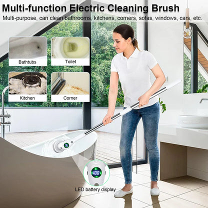 Sandsberg | Einfache Reinigungslösung: 8-in-1 Multifunktionale elektrische Reinigungsbürste - Kabellos und rotierend für Bad, Küche, Fenster und Toilette