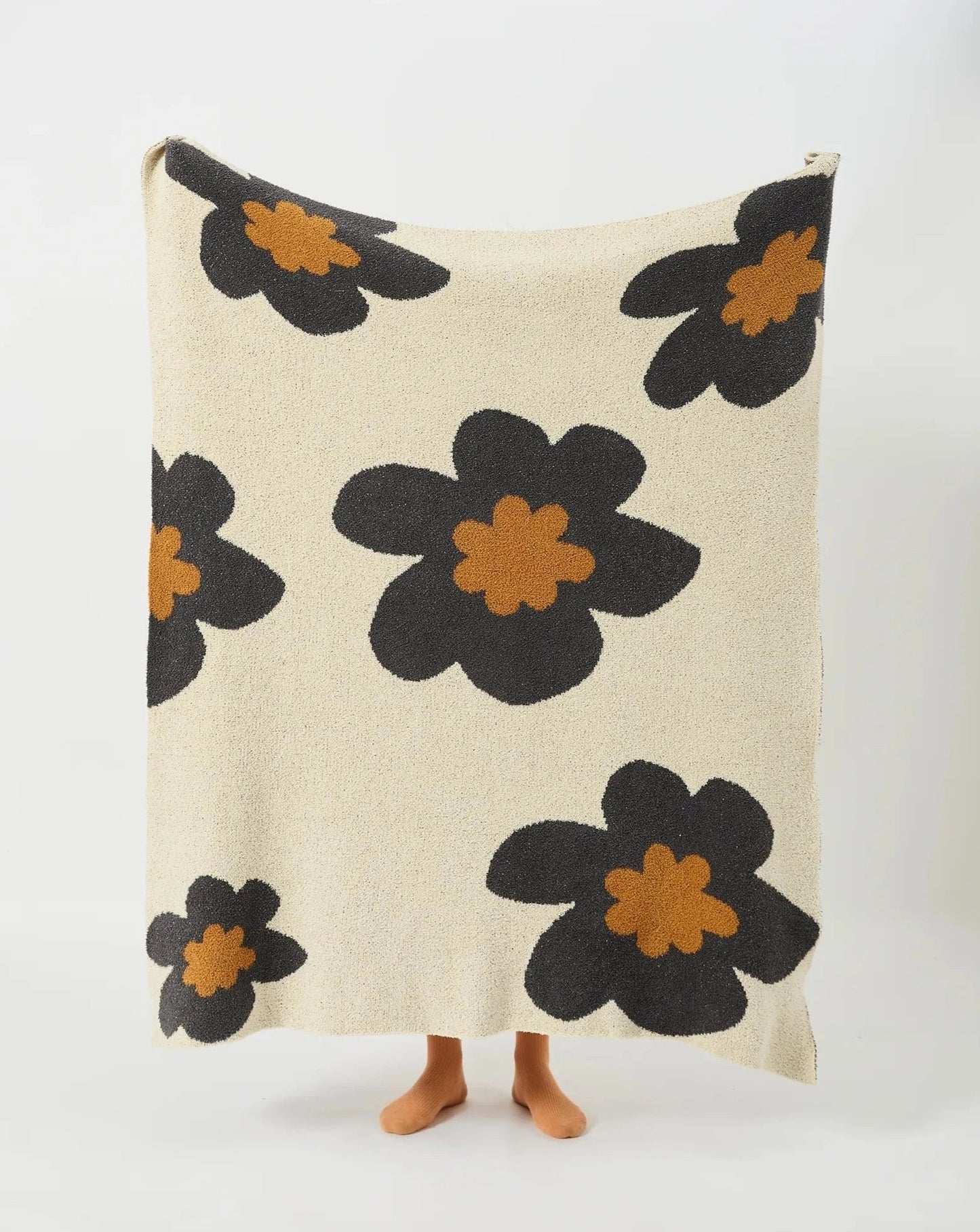 Gestrickte Mikrofaser-Überwurfdecke mit Blumenmuster