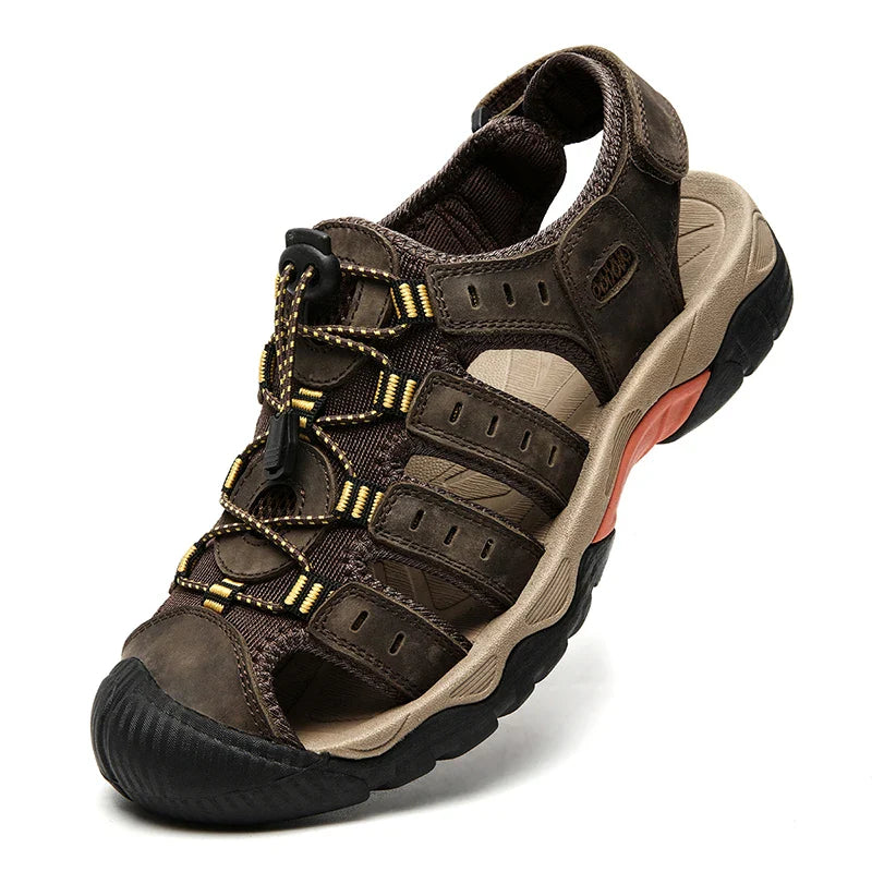 Sommer Herren Outdoor Sandalen Strand Schuhe Echtes Leder Trekking Wandern