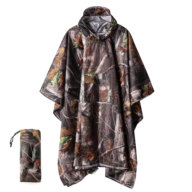 3-in-1 Outdoor Militär Regenmantel - Wasserdicht, Multifunktionales Herren- und Damen-Poncho - Motorrad Regenbekleidung und Picknickdecke