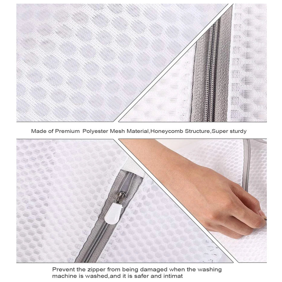 3-teilige Reißverschluss-Mesh-Wäschebeutel-Set - Durable Polyester Grobnetz-Waschbeutel für Waschmaschinen, Ideal für Delikates und BHs