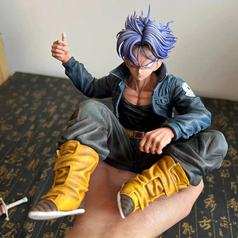 GK Dragon Ball Trunks Actionfigur Statue 16 cm PVC Dekoobjekte Anime Super Saiyan im Sitzen Torankusu Figur Modellspielzeug