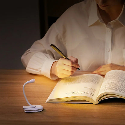 Mini Buchlicht - Tragbares Clip-On Nachtlicht mit USB-Ladung, dimmbares LED für Schlafzimmer, Augenschutz und Camping - 360° Flip Clip Buchlampe