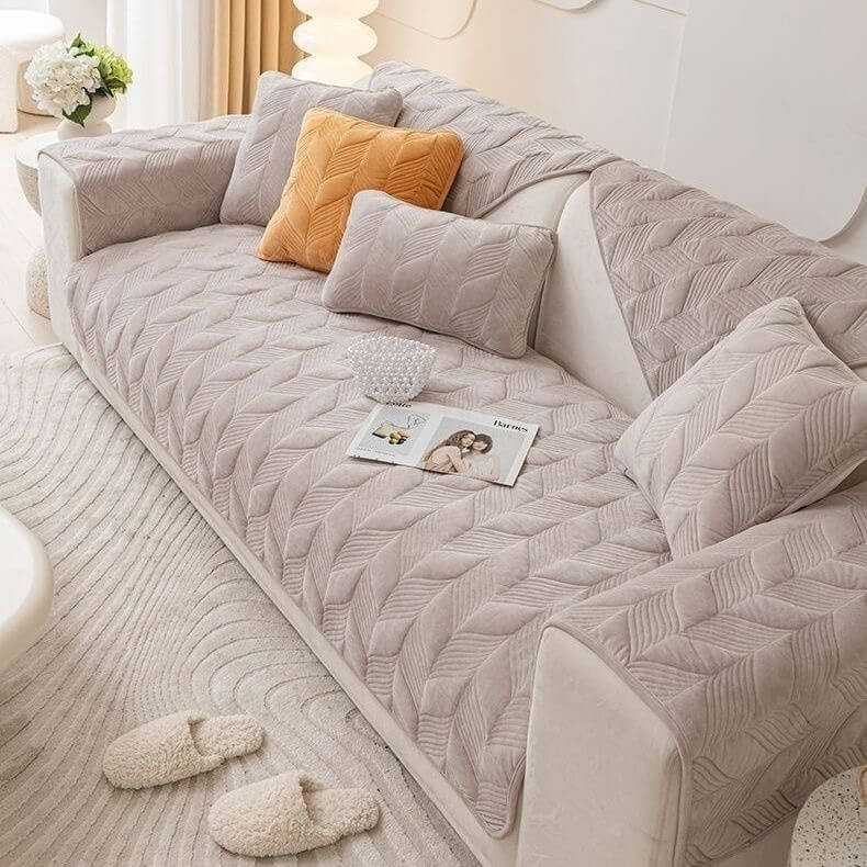 Wildlederplüsch elegantes Muster Sofa schützender rutschfester Couchbezug