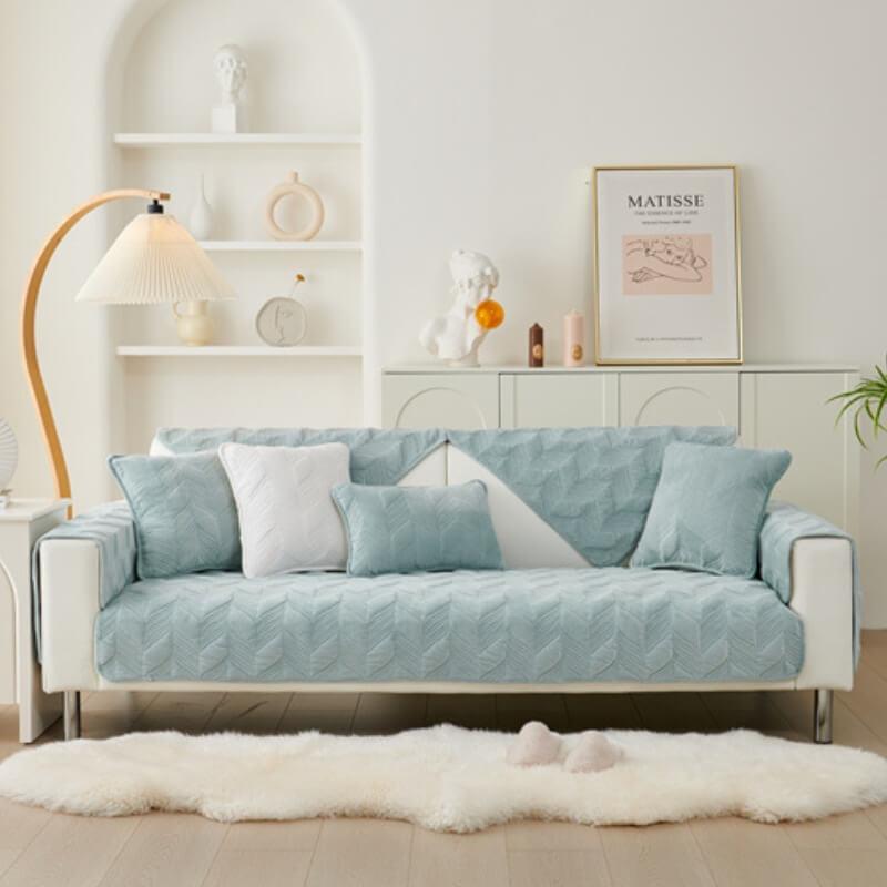 Wildlederplüsch elegantes Muster Sofa schützender rutschfester Couchbezug