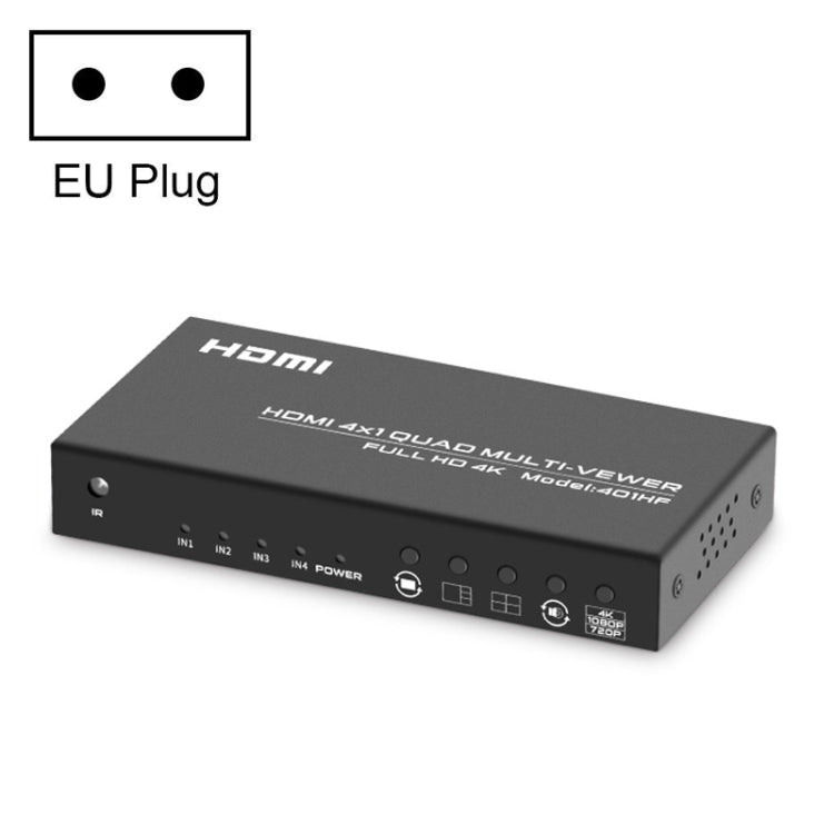 Sandsberg | FJGEAR FJ-401HF 4 In 1 Out 4K HDMI Splitter Unterstützt Vier Bildschirm-Segmentierung, Steckertyp:EU-Stecker(Schwarz)
