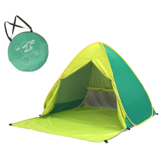 Sandsberg | Mit Vorhang Automatische Sofort-Pop-Up-Zelt Tragbares Strandzelt, Größe: 200x165x130cm (Grün)