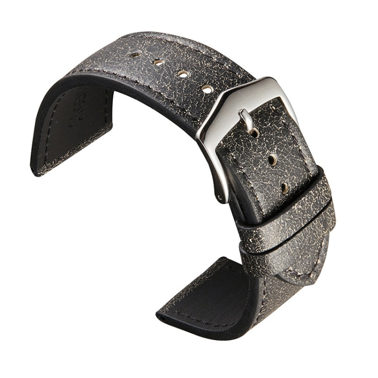 Sandsberg | 22mm Kleine Gebrochene Textur Rindslederarmband Geeignet Für Huawei Uhr (Schwarz)