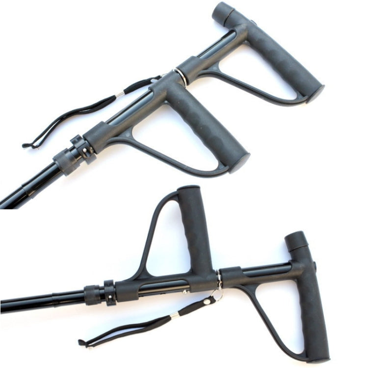 Sandsberg | Multifunktionale faltbare Doppeldrugelder Krücken aus Aluminiumlegierung Senioren Power-Assisted Gehstöcke vierbeinig mit Lichtern, Länge: 86-98cm (Schwarz)