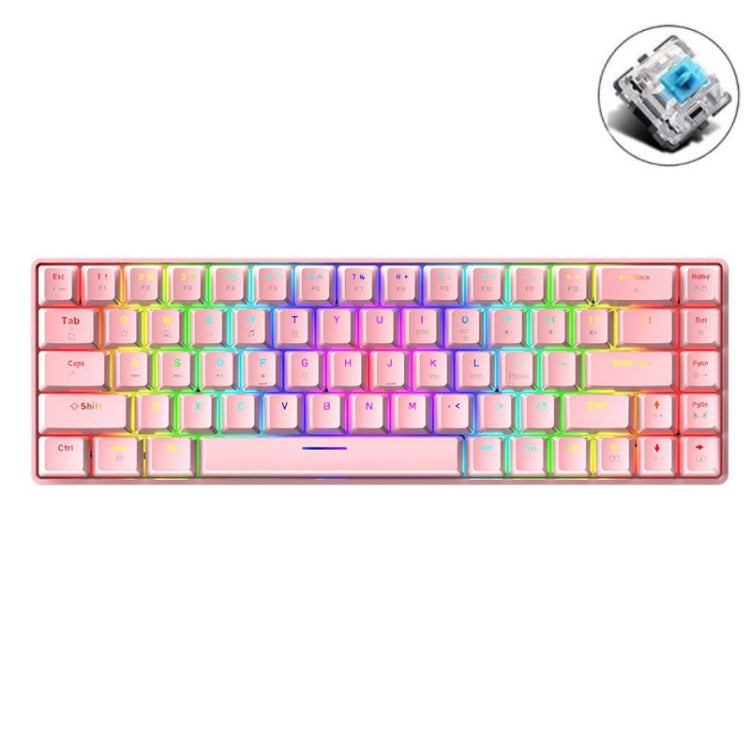 Sandsberg | T8 68 Tasten Mechanische Gaming Tastatur RGB Hinterleuchtet Kabelgebundene Tastatur, Kabellänge: 1,6m (Pink Grüner Schaft)