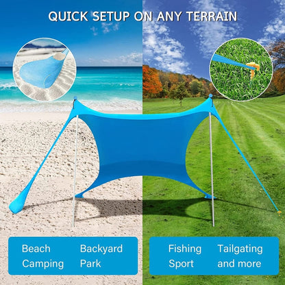 Sandsberg | Outdoor Strand Lycra Pavillon Camping Zelt Sonnenschutz Angelzelt, Größe: 210x200x150cm (See Blau)