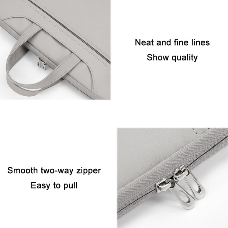 Baona BN-Q006 PU Leather Full Opening Laptop Handbag For 15/15.6/16 inches(Gray Thicken)
