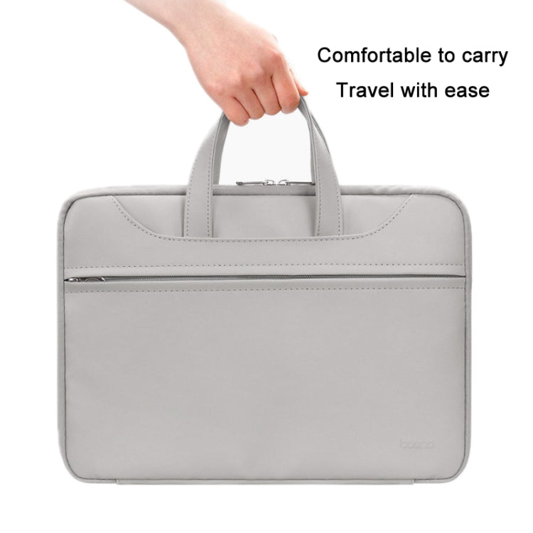Baona BN-Q006 PU Leather Full Opening Laptop Handbag For 15/15.6/16 inches(Gray Thicken)