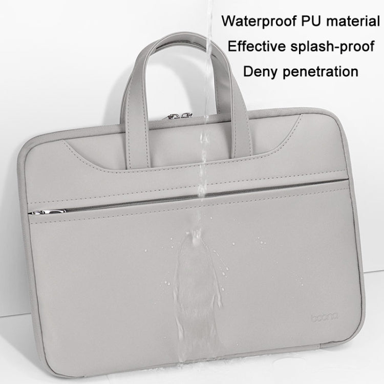 Baona BN-Q006 PU Leather Full Opening Laptop Handbag For 15/15.6/16 inches(Gray Thicken)