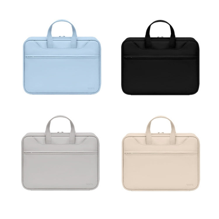 Baona BN-Q006 PU Leather Full Opening Laptop Handbag For 15/15.6/16 inches(Gray Thicken)