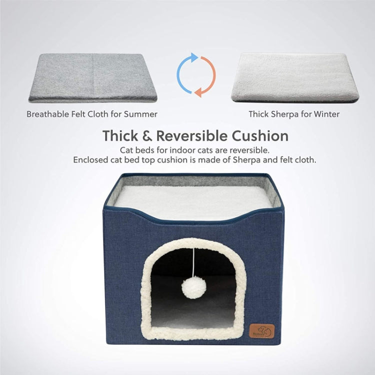Sandsberg | Haustierhocker Haustierkennel Indoor Faltbarer Aufbewahrungshocker Katzen Hunde Kennel 41 x 41 x 35cm (Marineblau)