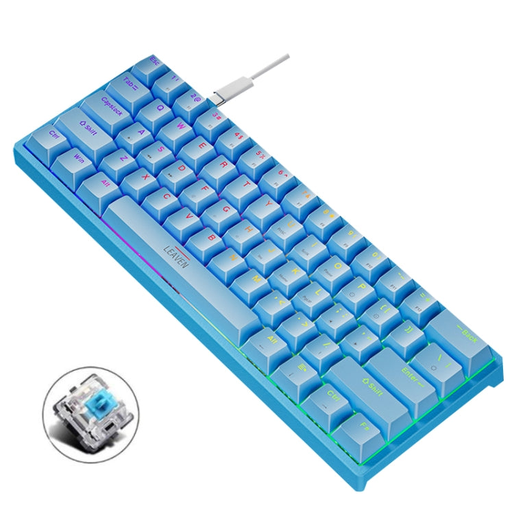 Sandsberg | LEAVEN K620 61 Tasten Hot Plug-in Leuchtendes Spiel Kabelgebunden Mechanische Tastatur, Kabellänge: 1,8 m, Farbe: Blau Grüner Schaft