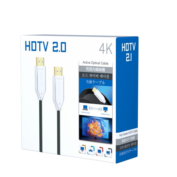 Sandsberg | 2.0 Version HDMI Glasfaseroptik Linie 4K Ultra High Clear Linie Monitor Verbindungskabel, Länge: 15m (Weiß)
