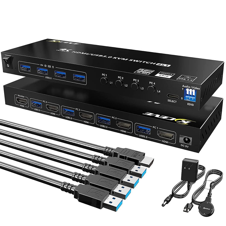 Sandsberg | KVM401A 4 Ports USB 3.0 Shared Device HDMI KVM Switch HUB Shared Converter (Schwarz)
