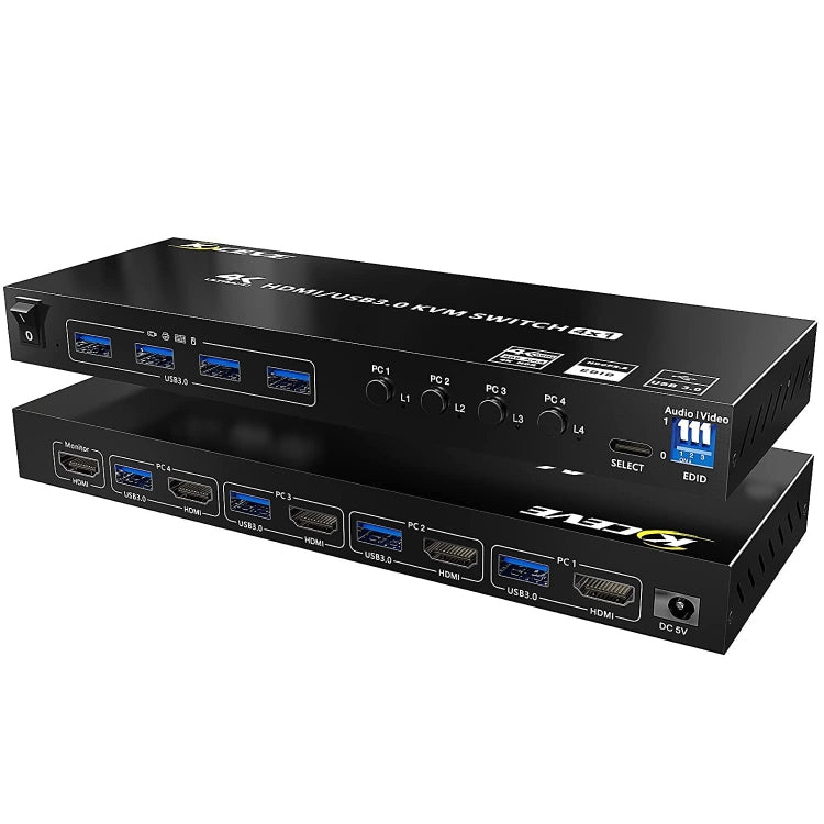 Sandsberg | KVM401A 4 Ports USB 3.0 Shared Device HDMI KVM Switch HUB Shared Converter (Schwarz)